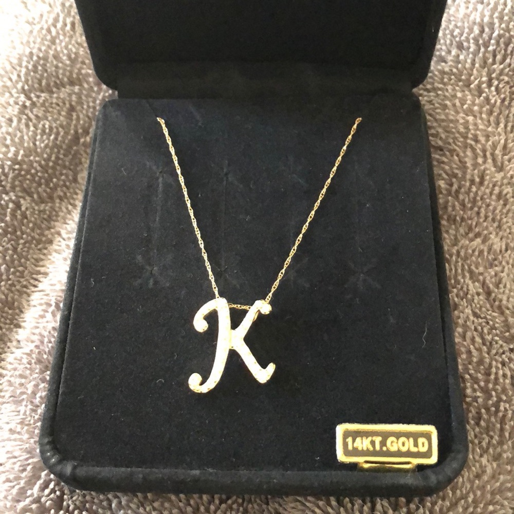 14kt gold “K” initial necklace